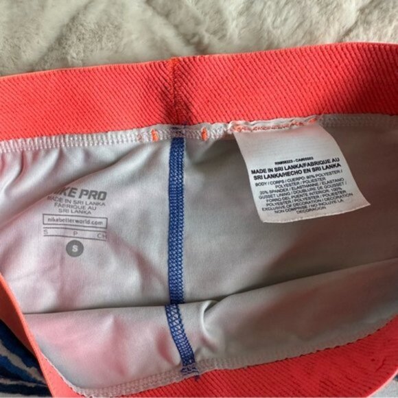 Nike Pro | Blue, Coral & Cream Zebra Print Capri Leggings | Size Small - Picture 6 of 11